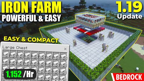 How to build - IRON FARM (1,150 Iron/Hr) - Minecraft Bedrock - YouTube