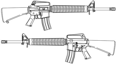 M16 rifle Blueprint - Download free blueprint for 3D modeling