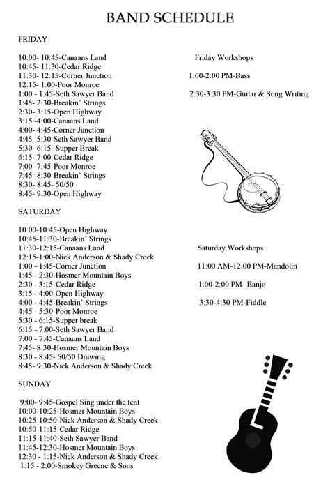 2023 Band Schedule