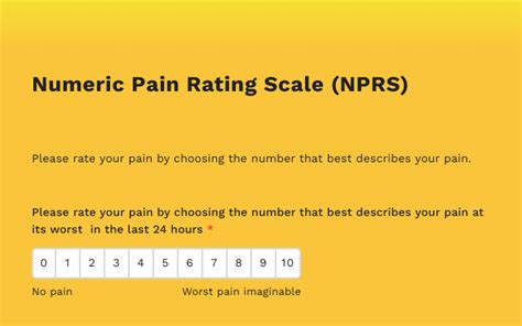 Numeric Pain Rating Scale template for Google Forms