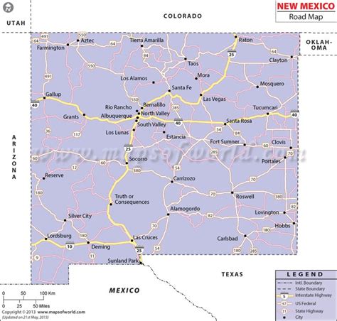 New Mexico Road Map | Map of New Mexico Roads | Map, New mexico map ...