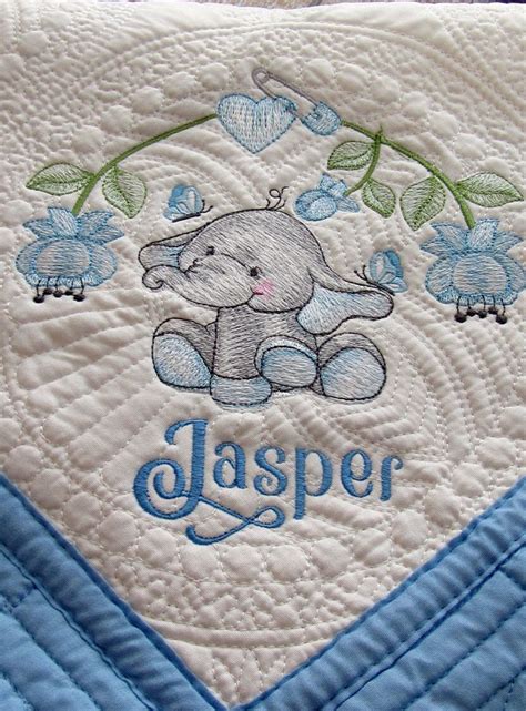 Embroidered Baby Quilt Personalized Heirloom Baby Quilt with | Etsy in ...