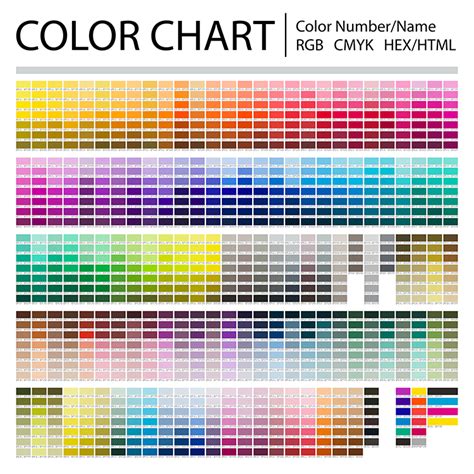 High Resolution Color Chart With Hex/HTML, RGB, and CMYK Color Codes ...