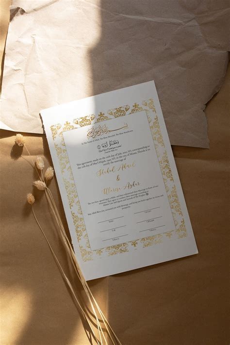 Nikah Contract. Gold Background. Damask. Muslim. Islamic Contract. - Etsy