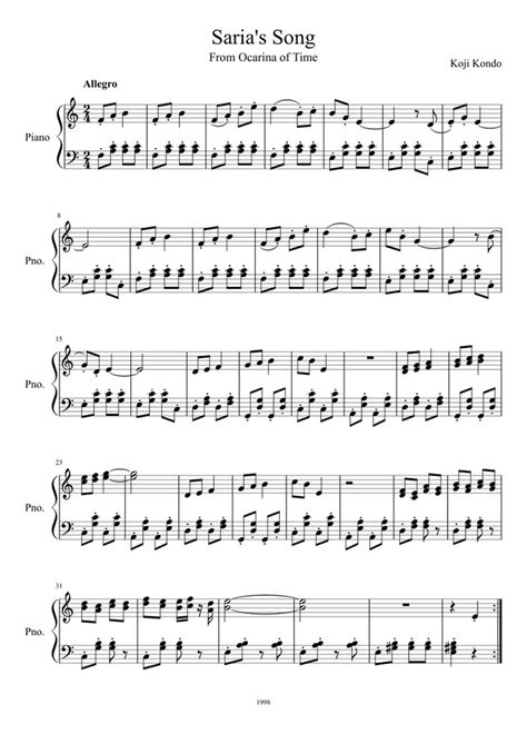 Saria's Song Sheet music for Piano | Download free in PDF or MIDI ...