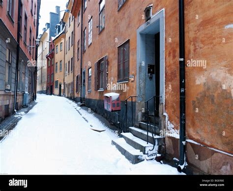 Stockholm district Gamla Stan old town district in winter in Sweden ...