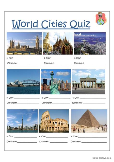 World Capitals Quiz pictur…: English ESL worksheets pdf & doc