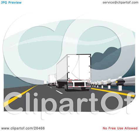 Clipart Illustration of a Big Rig Truck Driving In The Slow Lane Behind ...