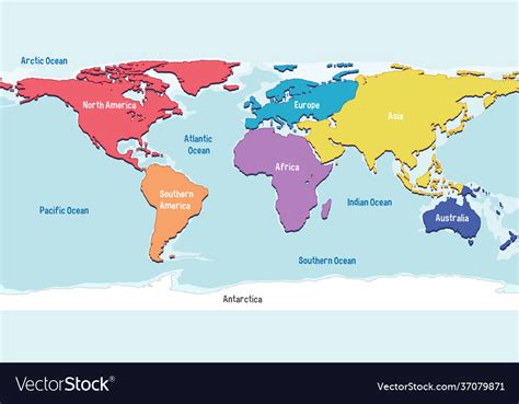 World Map With Continents Names - Dione Frankie