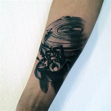 50 Vinyl Record Tattoo Designs For Men - Long Playing Ink Ideas