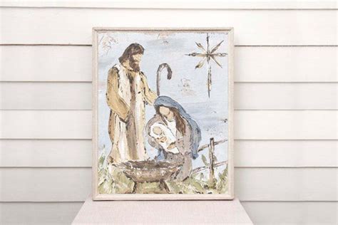 Manger Scene Art Print, Nativity Painting, Manger Scene, Christmas ...