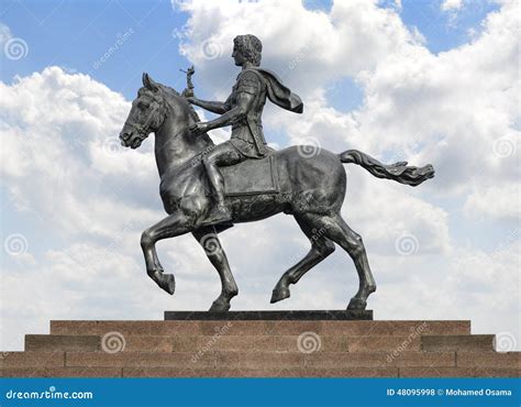 Alexander The Great On Horse Over Blue Sky Stock Photo - Image: 48095998