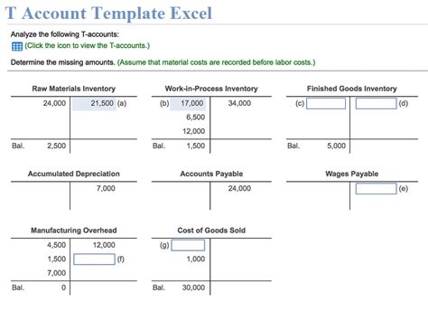 T Accounts Excel Template