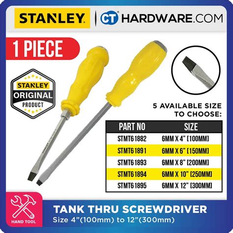 Flat Head Screwdriver Sizes