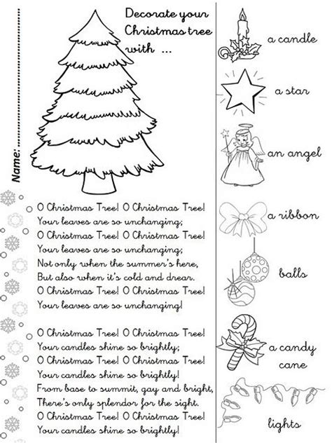 O CHRISTMAS TREE (song + activity sheet) | Christmas worksheets ...