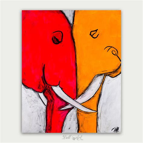 Colorful Figure Elephant Art Abstract Animal Painting - Etsy