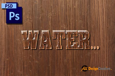 Water Text PSD File | All Design Creative