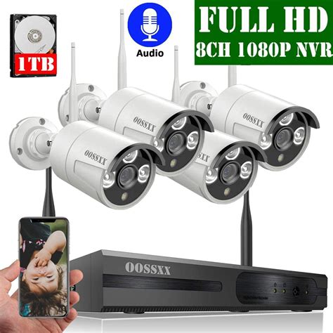 Wireless Security Camera System, OOSSXX 1080P Home Surveillance Cameras ...