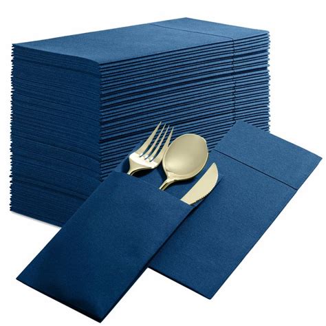 50-Pack Disposable Linen-Feel Dinner Napkins with Built-in Flatware ...