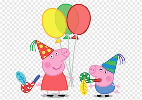 Fête d'anniversaire de George Pig Daddy Pig, cochon, ballons Peppa Pig ...