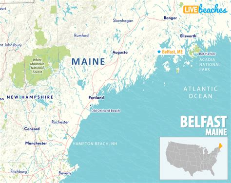 Map of Belfast, Maine - Live Beaches