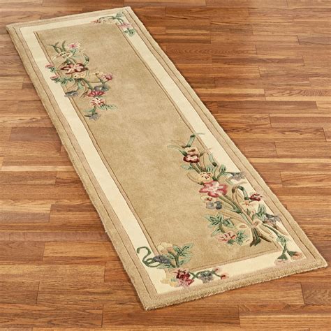 Floral Bouquet Light Gold Rug Runner