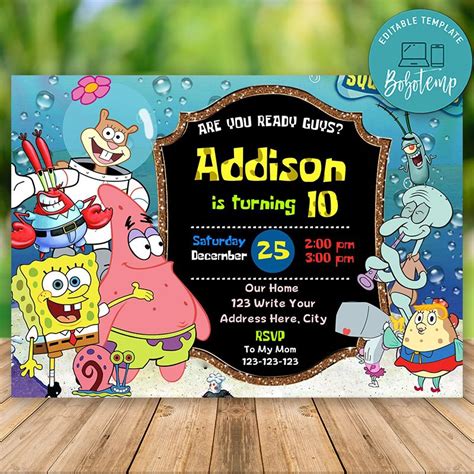 Custom SpongeBob SquarePants Invitations | ubicaciondepersonas.cdmx.gob.mx