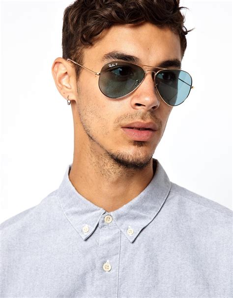 Ray-ban Polarized Aviator Sunglasses in Blue for Men | Lyst