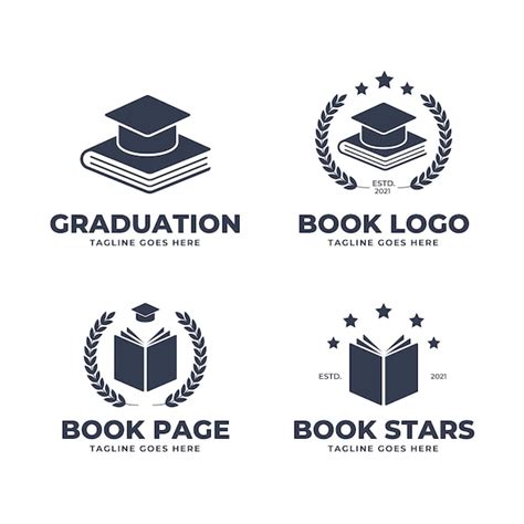 Free Vector | Collection of monochrome flat design book logo