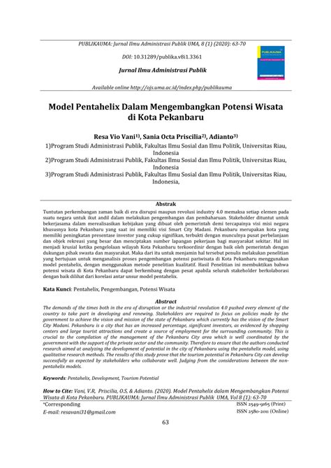 (PDF) Model Pentahelix Dalam Mengembangkan Potensi Wisata di Kota Pekanbaru