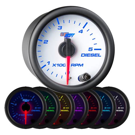 GlowShift | White 7 Color Series 2” Diesel Tachometer for Cars and Trucks