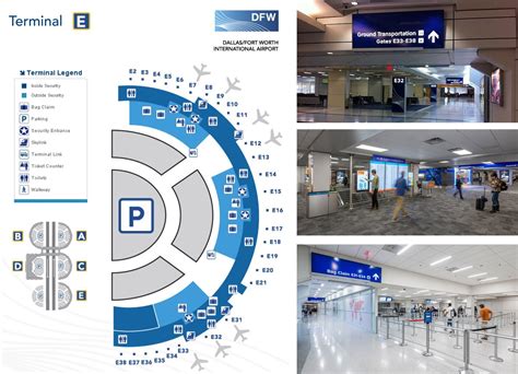 Terminal E map DFW Airport. Gate Dallas Fort Worth Airport