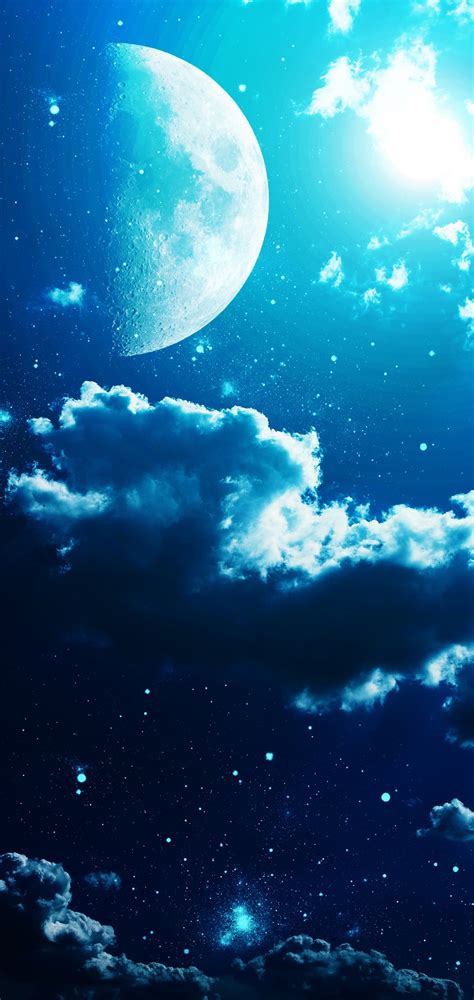 Night Sky With Moon Wallpaper