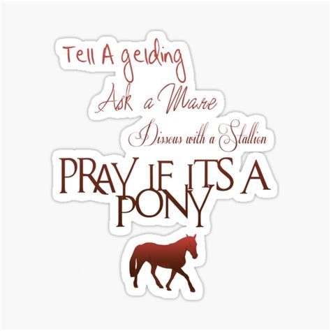 "Tell a Gelding, Ask a mare. Horse Sayings - Red" Sticker by ...