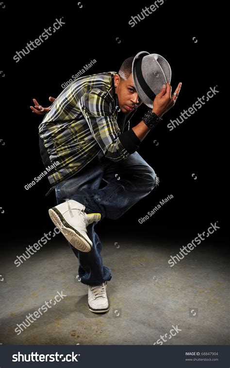 African American Hip Hop Dancer Performing Over Dark Background With ...