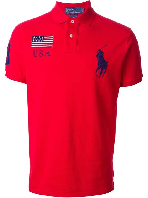 Polo ralph lauren Big Logo Embroidered Polo Shirt in Red for Men | Lyst