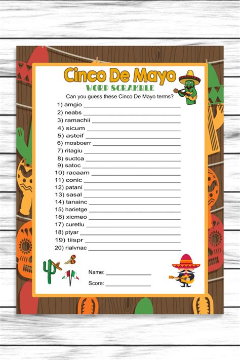 Cinco De Mayo Word Scramble Game, Printable Kids Activity Sheet ...