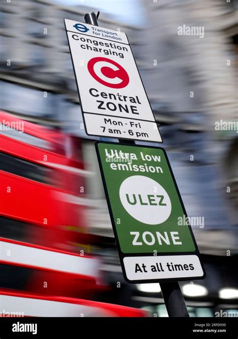 ULEZ" ZONE SIGN CONGESTION SIGNAGE TFL London area city town background ...