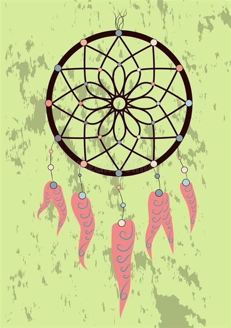 Magic Symbol Dreamcatcher with Gemstones and Feathers Stock ...