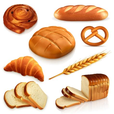 Bread, icons set | Premium Vector