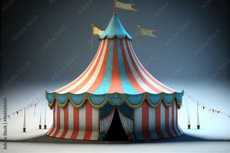 cartoon fun circus tent generative ai illustration Stock Illustration ...