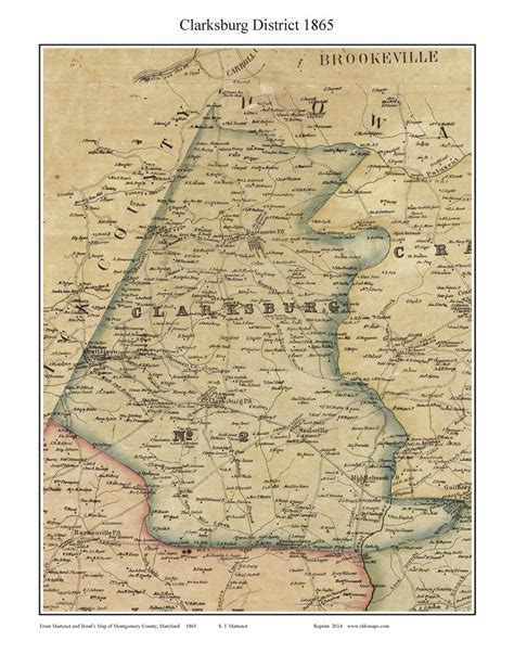 2nd District - Clarksburg, Maryland 1865 Old Town Map Custom Print ...