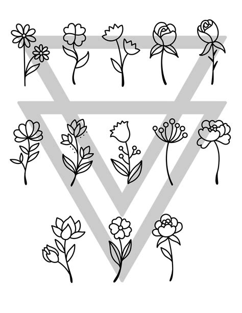 Boho Flower Tattoo Outlines (Instant Download) - Etsy