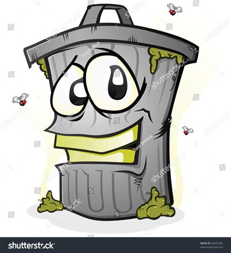 Smiling Dirty Trash Can Cartoon Character Stock Vector (Royalty Free ...