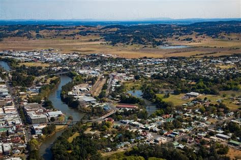 Image of Aerial of rivers and the town of Lismore from the air ...