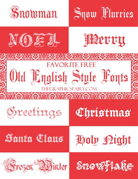 Favorite Free Old English Fonts - For the Holidays! - The Graphics Fairy