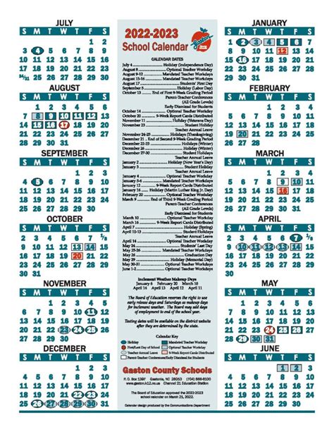 Gaston County Calendar 2022 - Printable Word Searches