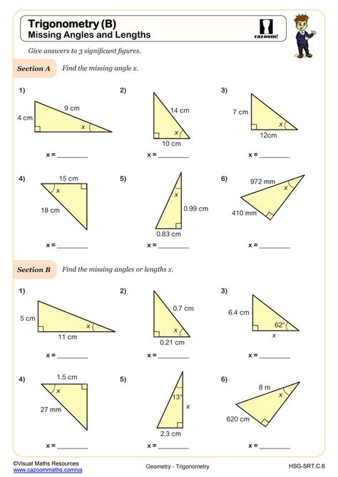 Trigonometic Ratios (SOH CAH TOA): Missing Side Lengths and Angle ...