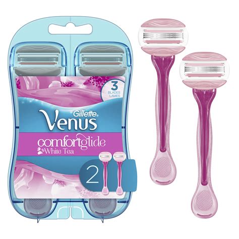 Gillette Venus ComfortGlide Disposable Razors for Women, 2 Count, White ...