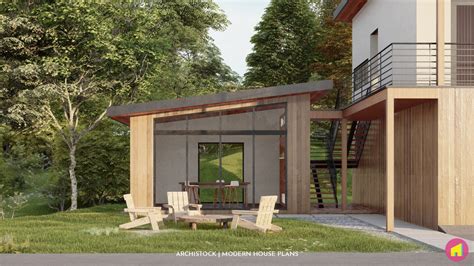 Modern Garage Apartment with Home Office - ANK STUDIO House Plans